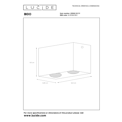 Plafon BODIBIS 22966/02/31 Lucide